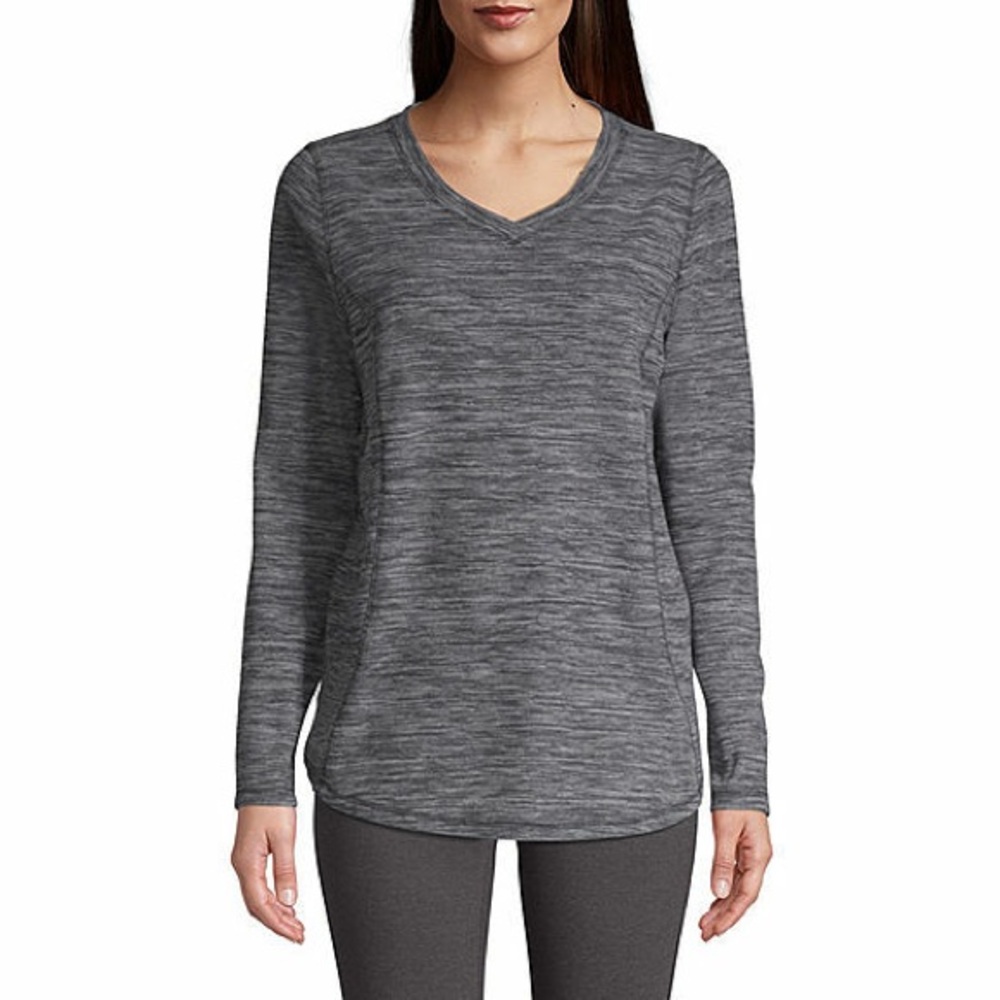 NWOT ST. JOHNS BAY PLUSH LONG SLEEVE CLASSIC V-NECK TOP SIZE MEDIUM